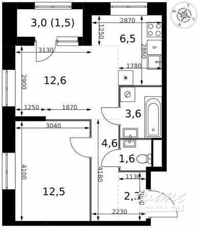 2-к квартира, 45.2 м², этаж 27/32 Москва - изображение 1