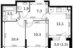 2-к квартира, 46 м², этаж 13/25