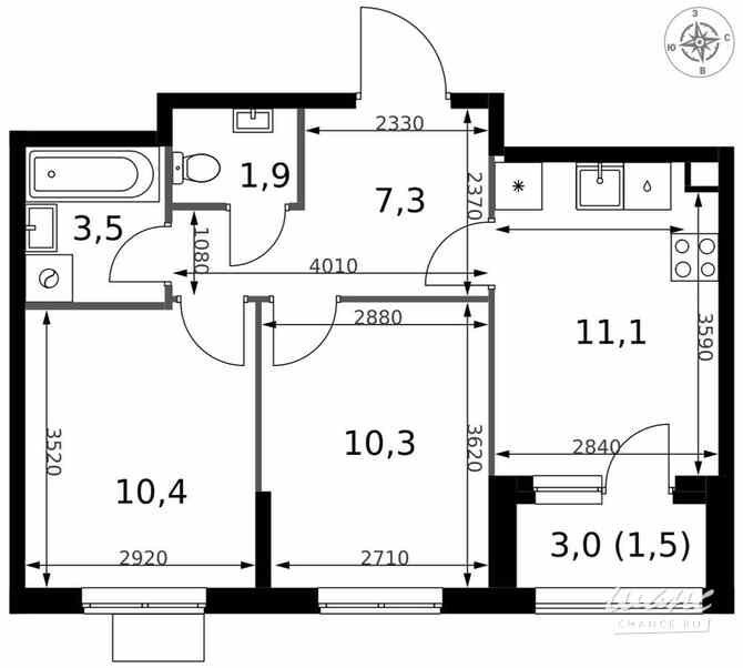 2-к квартира, 46 м², этаж 13/25 Москва - изображение 1