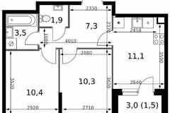 2-к квартира, 46 м², этаж 17/25