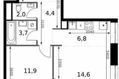 2-к квартира, 48.2 м², этаж 30/32