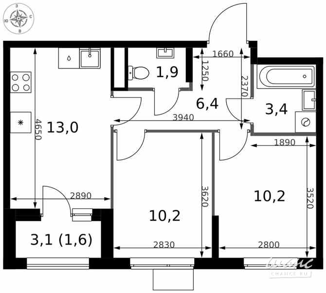 2-к квартира, 46.7 м², этаж 15/25 Москва - изображение 1