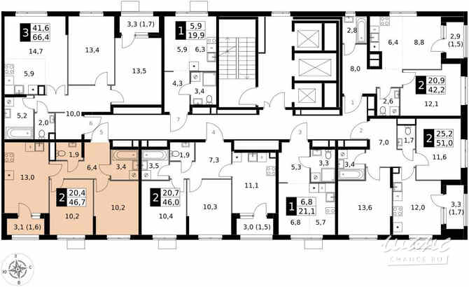 2-к квартира, 46.7 м², этаж 17/25 Москва - изображение 4