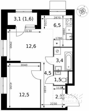 2-к квартира, 44.9 м², этаж 20/32 Москва - изображение 1
