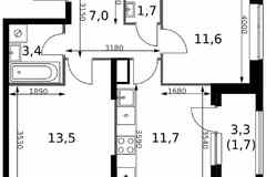 2-к квартира, 50.6 м², этаж 8/25