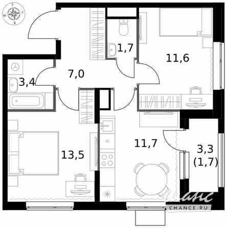 2-к квартира, 50.6 м², этаж 8/25 Москва - изображение 2