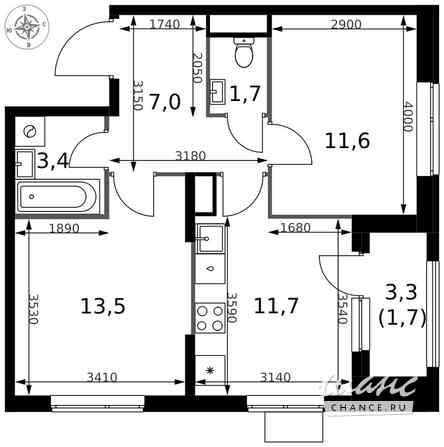 2-к квартира, 50.6 м², этаж 8/25 Москва - изображение 1