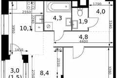 2-к квартира, 47 м², этаж 10/32