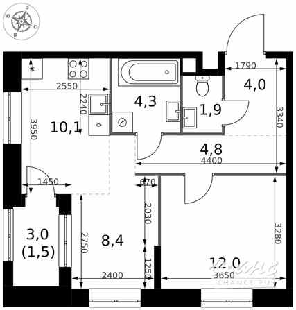 2-к квартира, 47 м², этаж 10/32 Москва - изображение 1