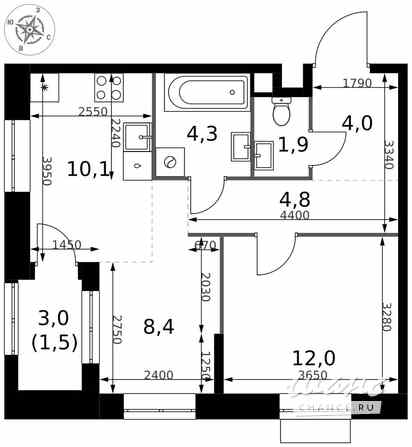 2-к квартира, 47 м², этаж 12/32 Москва - изображение 1
