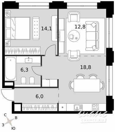 2-к квартира, 58 м², этаж 2/9 Москва - изображение 2