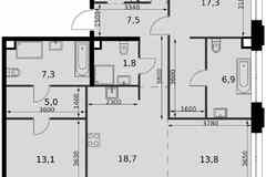 3-к квартира, 96.4 м², этаж 2/9