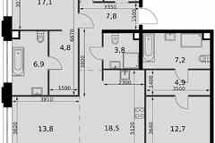 3-к квартира, 97.4 м², этаж 2/9