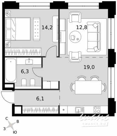 2-к квартира, 58.4 м², этаж 3/9 Москва - изображение 2