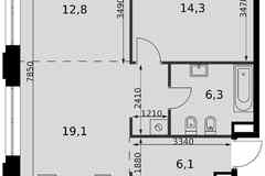 2-к квартира, 58.6 м², этаж 3/9