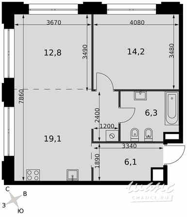 2-к квартира, 58.5 м², этаж 5/9 Москва - изображение 1