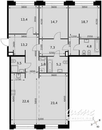 3-к квартира, 128.6 м², этаж 2/8 Москва - изображение 1
