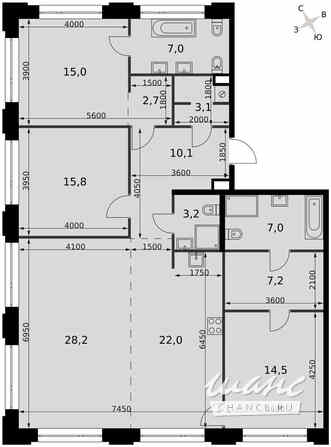 4-к квартира, 135.8 м², этаж 3/8 Москва - изображение 1