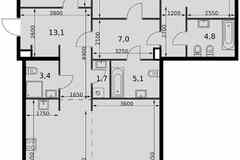 3-к квартира, 126.6 м², этаж 4/8