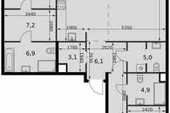 3-к квартира, 112.6 м², этаж 3/8