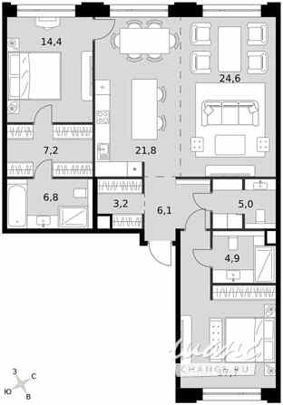 3-к квартира, 111.7 м², этаж 5/8 Москва - изображение 2