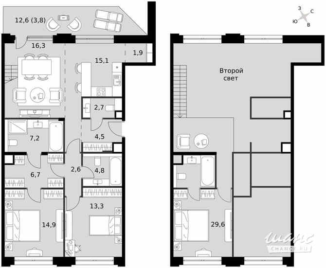 3-к квартира, 123.4 м², этаж 8/8 Москва - изображение 2