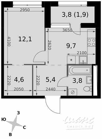1-к квартира, 37.5 м², этаж 19/42 Москва - изображение 1