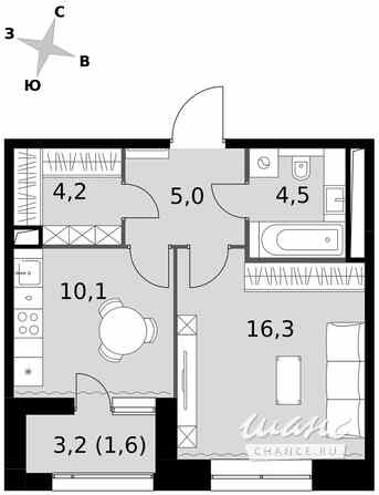 1-к квартира, 41.7 м², этаж 28/42 Москва - изображение 2