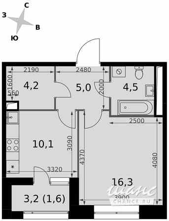 1-к квартира, 41.7 м², этаж 28/42 Москва - изображение 1