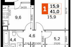 1-к квартира, 39 м², этаж 40/43