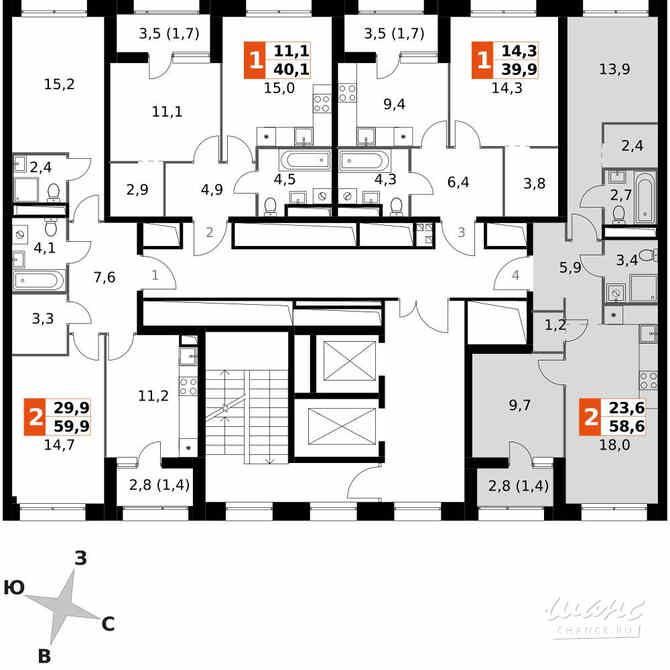 2-к квартира, 58.6 м², этаж 17/42 Москва - изображение 4