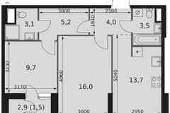 2-к квартира, 56.7 м², этаж 18/44