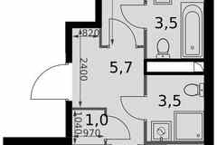 2-к квартира, 59.8 м², этаж 24/42