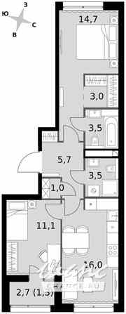 2-к квартира, 59.8 м², этаж 24/42 Москва - изображение 2