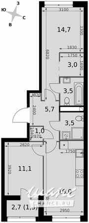 2-к квартира, 59.8 м², этаж 24/42 Москва - изображение 1
