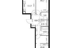 2-к квартира, 61.6 м², этаж 20/43