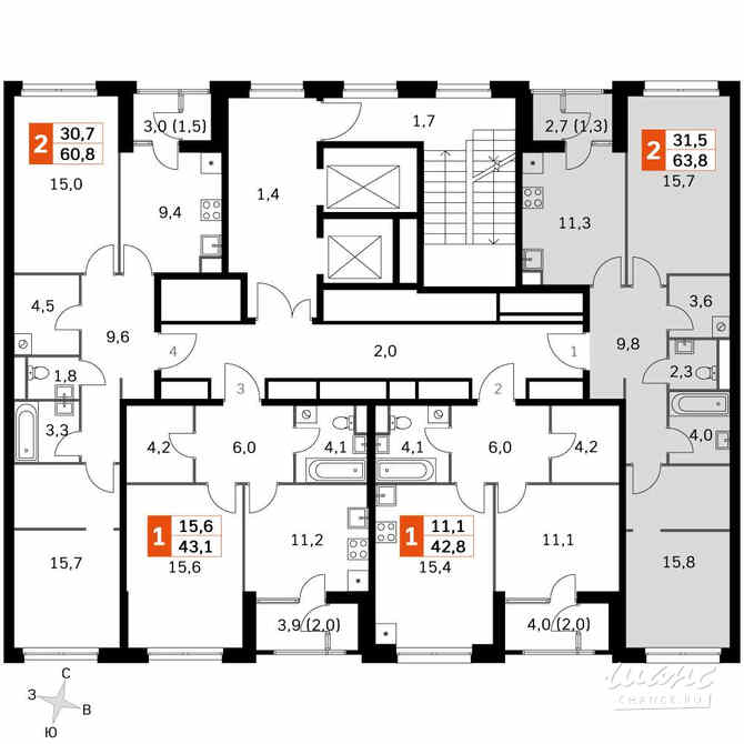 2-к квартира, 61.6 м², этаж 20/43 Москва - изображение 4