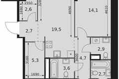 3-к квартира, 86.7 м², этаж 28/44