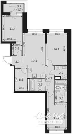 3-к квартира, 86.7 м², этаж 28/44 Москва - изображение 1