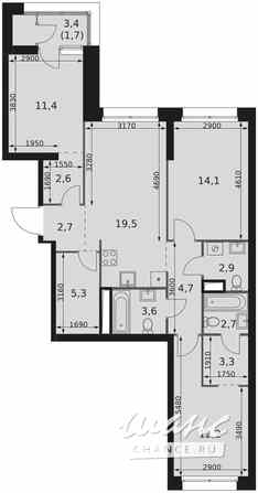 3-к квартира, 86.7 м², этаж 26/44 Москва - изображение 1