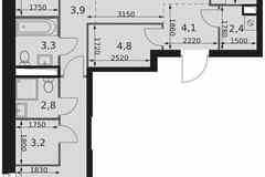 3-к квартира, 83.6 м², этаж 33/44