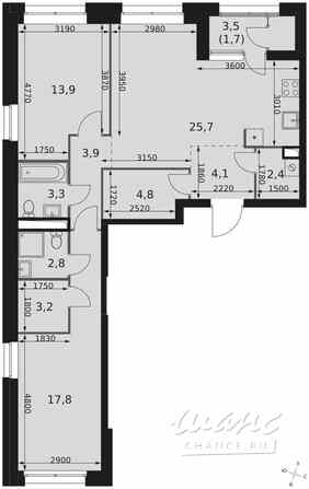 3-к квартира, 83.6 м², этаж 34/44 Москва - изображение 1