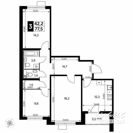3-к квартира, 77.7 м², этаж 9/22 Москва - изображение 1