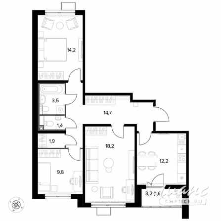 3-к квартира, 77.7 м², этаж 9/22 Москва - изображение 2