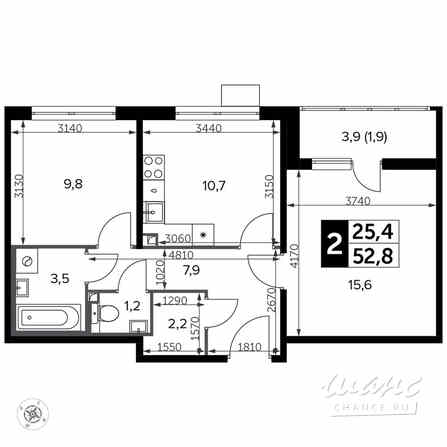 2-к квартира, 53 м², этаж 9/22 Москва - изображение 1