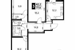 3-к квартира, 77.8 м², этаж 19/24