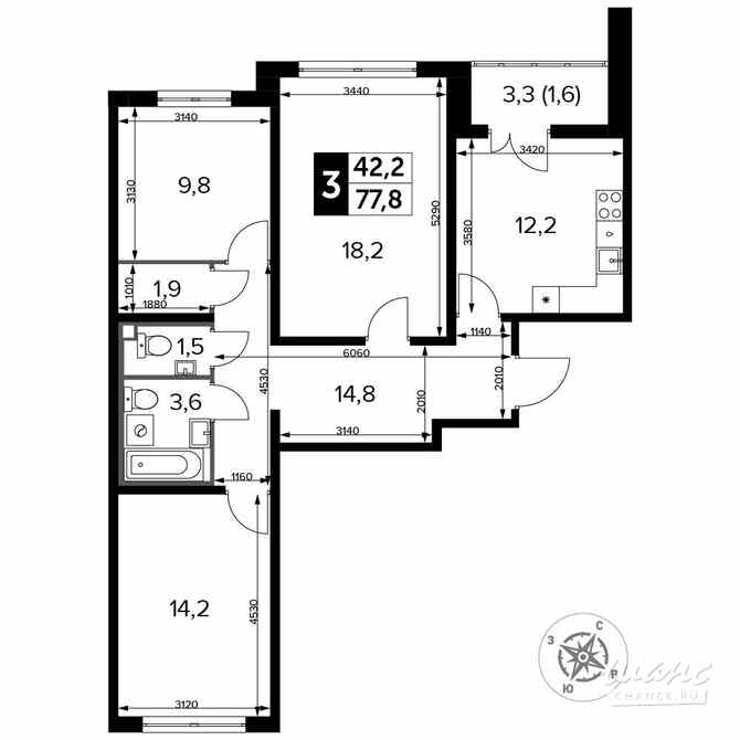 3-к квартира, 77.8 м², этаж 19/24 Москва - изображение 1