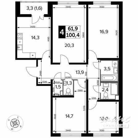 4-к квартира, 100.7 м², этаж 23/24 Москва - изображение 1