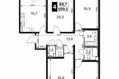 4-к квартира, 109.5 м², этаж 18/24