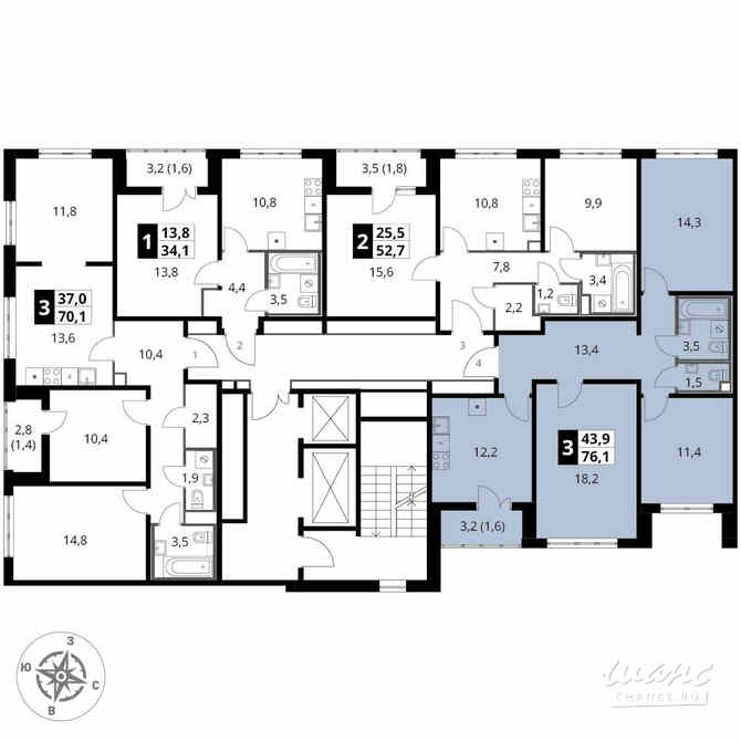 3-к квартира, 76.1 м², этаж 20/22 Москва - изображение 1